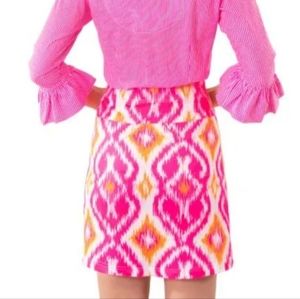 Gretchen Scott Designs NEW Skippy Orange Pink White Skort Skirt XS Ikat Print